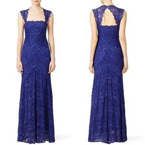 Nicole Miller Lace In Demand Blue Lace Formal Gown $960